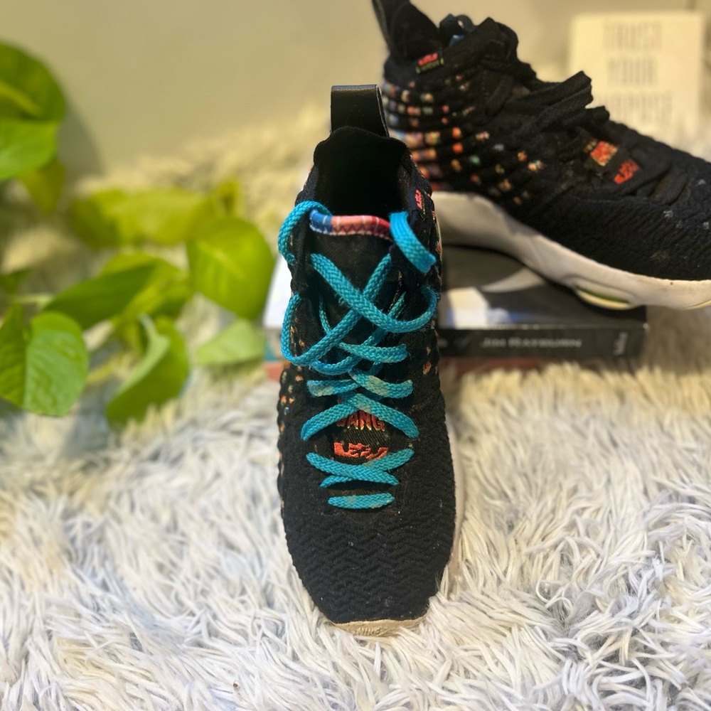 Nike LeBron XVII Kids' Black and Teal Sneakers